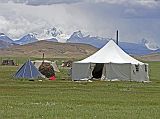 Tibet Kailash 04 Saga to Kailash 16 Paryang Nomad Tent with Nepal Mountains